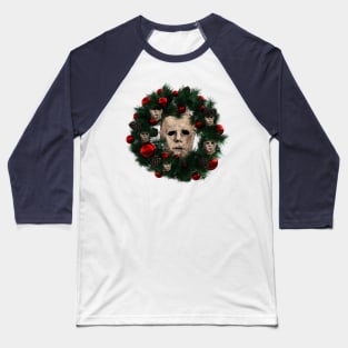 Michael Myers Halloween Multiface Christmas Wreath Baseball T-Shirt